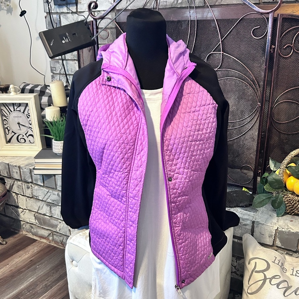 50%offw❤️ Fila Sport Hooded Full Zip Fleece, Quilted Front |Size Med purple